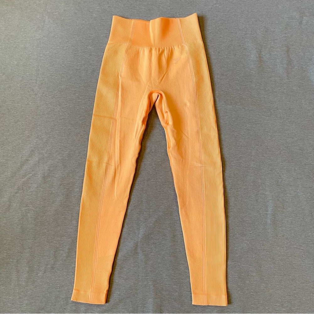 Gymshark Ultra Seamless Leggings Medium Orange Sculpting High Waist Workout